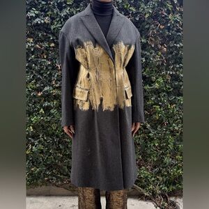Dries Van Norton “Ravis” Abstract Wool Coat